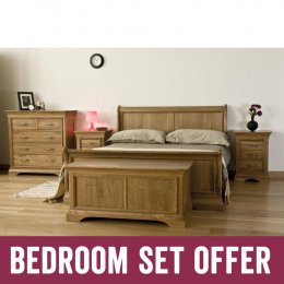 French Oak King Bed Bedroom Package